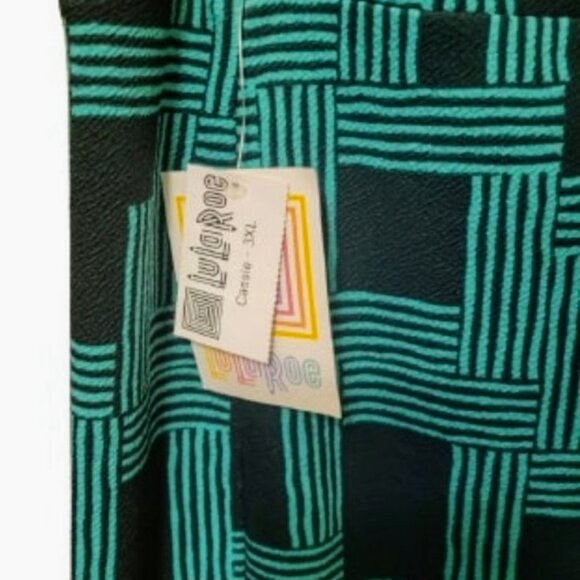 LuLaRoe Dark Green and Light Green Geometric Pattern Cassie Skirt Size 3XL NWT - Picture 3 of 6